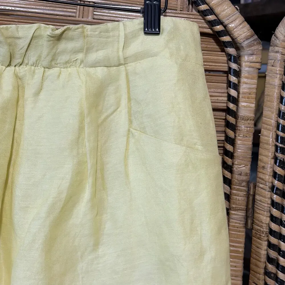 J.Crew Yellow Linen Silk Mini Skirt Sz 8 Lightweight Summer Pocket Skirt resort